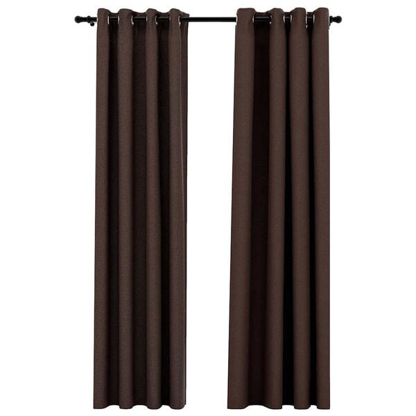 vidaXL Linen-Look Blackout Curtains with Grommets 2pcs Taupe 140x96.5 "