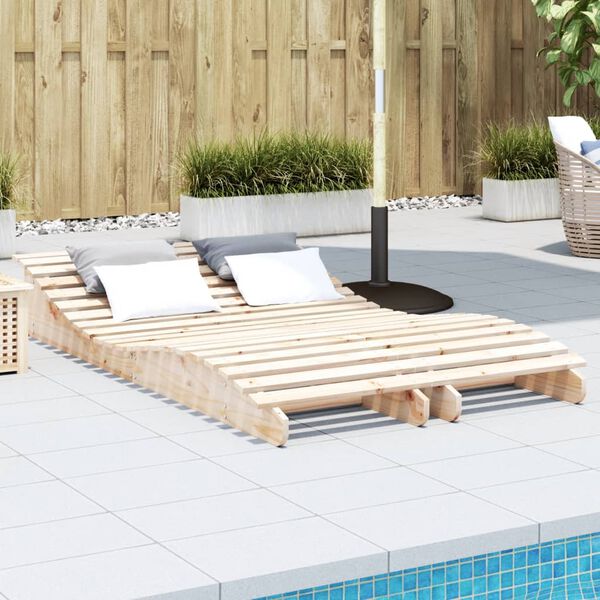 vidaXL Sun Lounger Set of 2 Natural Pine Solid Pine Wood Large