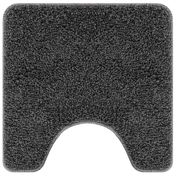 vidaXL Anti-slip Bath Mat with Toilet Cut Dark Grey 19.7" x 19.7" PP