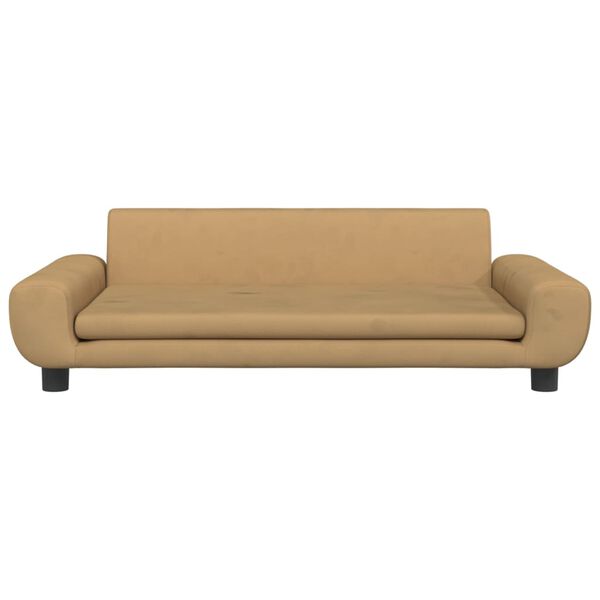 vidaXL Kids Sofa Brown Velvet (100% polyester), solid pine wood, foam Mini
