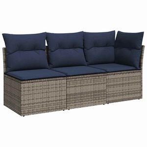 vidaXL Garden Sofa with Cushion 8 pcs Silver Poly rattan