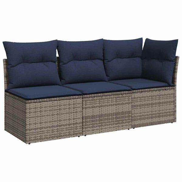 vidaXL Garden Sofa with Cushion 8 pcs Silver Poly rattan