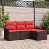 vidaXL Garden Sofa Set with Cushion 4 pcs Brown Poly Rattan
