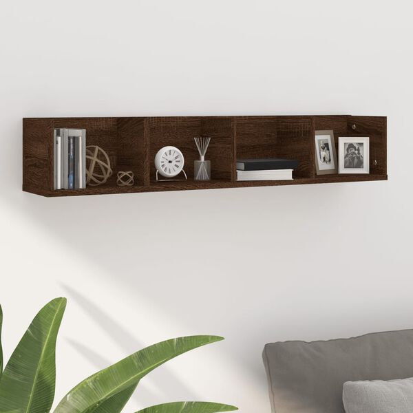 vidaXL Wall Shelf Brown Oak Engineered Wood Medium Wall Shelf
