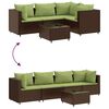 vidaXL Patio Lounge Set Brown PE Rattan 5 Piece Modular