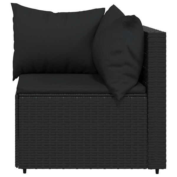 vidaXL Patio Corner Sofa Black PE rattan Standard Adjustable Feet