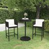 vidaXL Garden Bar Set Black Poly Rattan, Steel Medium Footrest