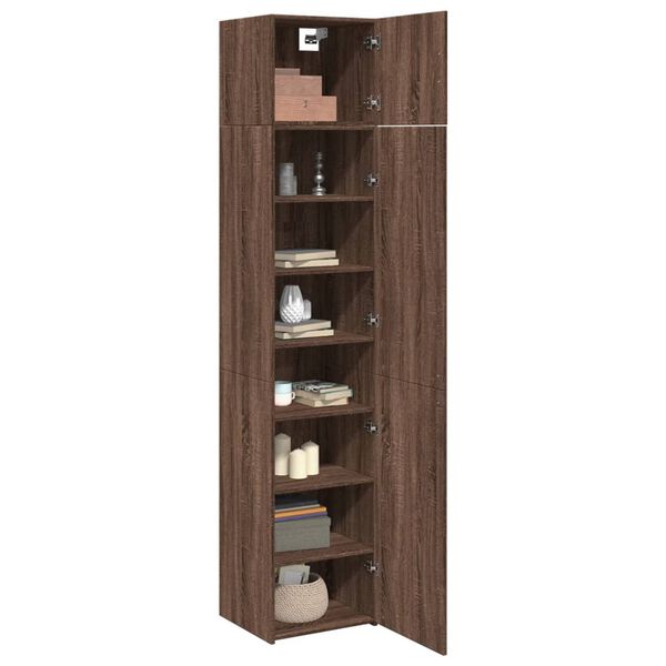 vidaXL Slim Storage Cabinet Brown Oak Engineered Wood Tall
