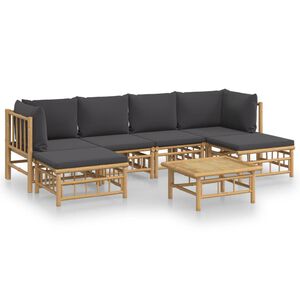 vidaXL Garden Lounge Set Dark Grey Bamboo Large Modular