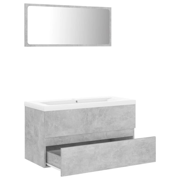 vidaXL Bathroom Furniture Set Concrete Grey, White Engineered Wood, Ceramic
