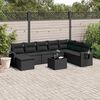 vidaXL Garden Sofa Set Black PE Rattan Modular Adjustable Armrests