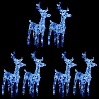 vidaXL Christmas Reindeers 6 pcs Blue 240 LEDs Acrylic