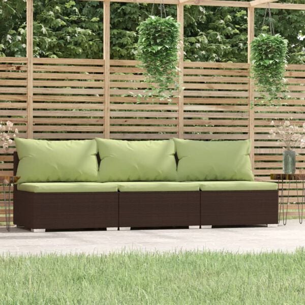 vidaXL Patio 3-seater Sofa Modular 3-Seater Sofa Rectangular