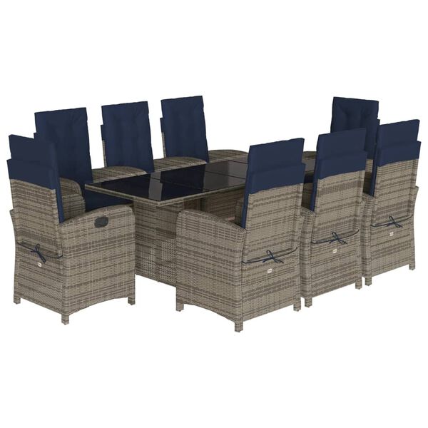 vidaXL Garden Dining Set Light grey, navy blue
