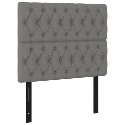 vidaXL Box Spring Bed with Mattress&LED Dark Gray Twin XL Fabric