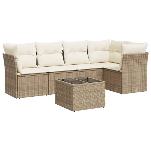 vidaXL Garden Sofa Set Beige, Cream white