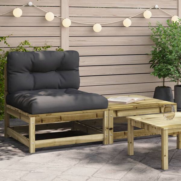 vidaXL Patio Sofa Armless with Cushions and Footstool