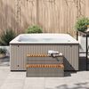 vidaXL Hot Tub Step Grey PE Rattan Medium Adjustable Feet Hot Tub Step
