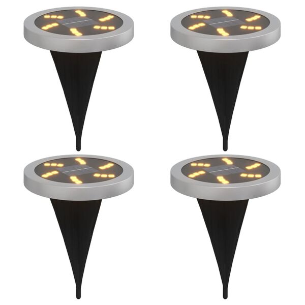 vidaXL Solar Ground Light Set of 4 Black ABS and PC plastic Compact
