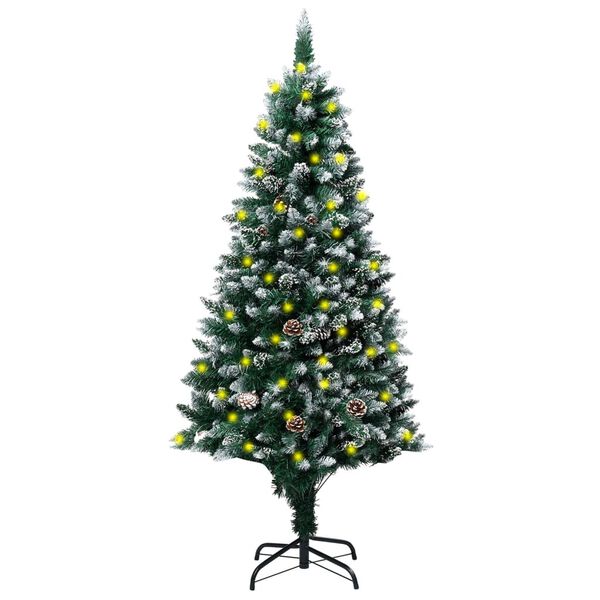 vidaXL Christmas Tree Green and White PVC, Steel Medium