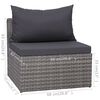 vidaXL Garden Lounge Set Grey PE rattan, Powder-coated steel, Glass Large
