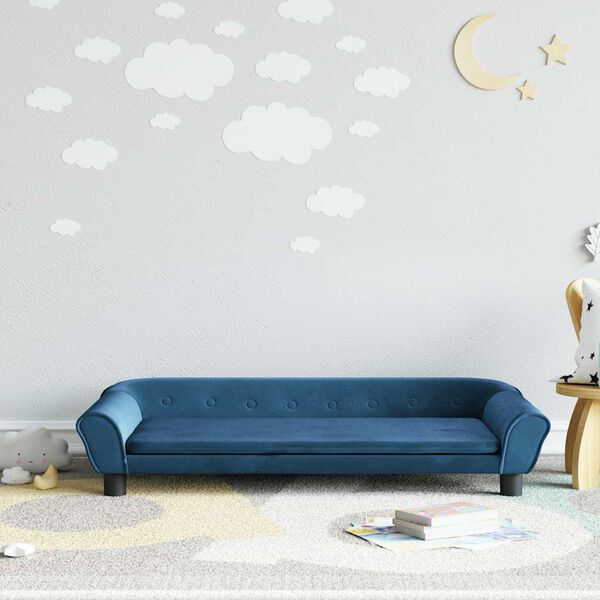 vidaXL Kids Sofa Blue Velvet Mini Durable Kids Sofa Rectangular