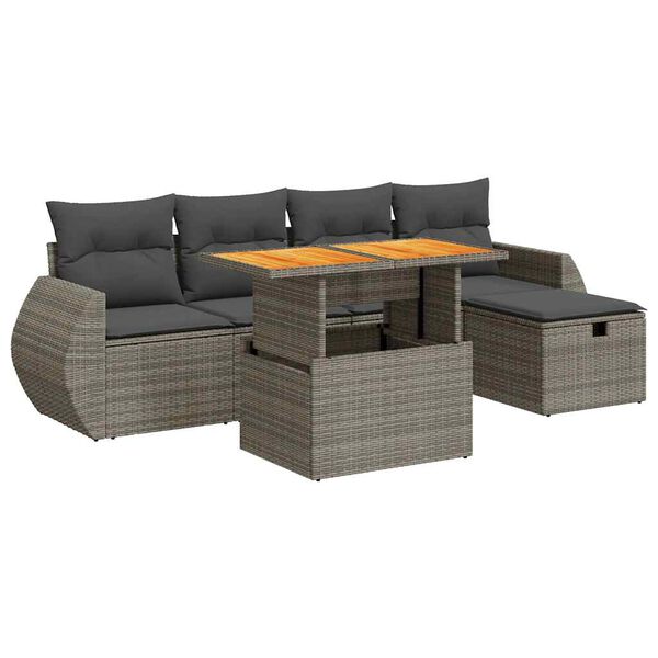 vidaXL Garden Sofa Set Grey Poly rattan Standard UV-resistant materials