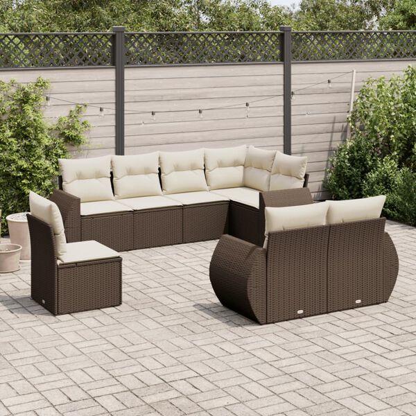 vidaXL Garden Sofa Set Brown PE Rattan Large Modular Garden Sofa Set