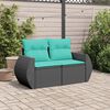 vidaXL Garden Sofa Black and Blue PE Rattan, Powder-Coated Steel, Polyester