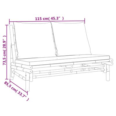 vidaXL Patio Bench with Cream White Cushions Bamboo