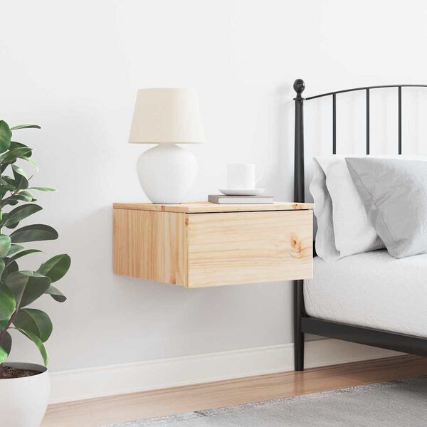 vidaXL Bedside Table Brown 14.57 x 13.78 x 7.28 in Solid pine wood