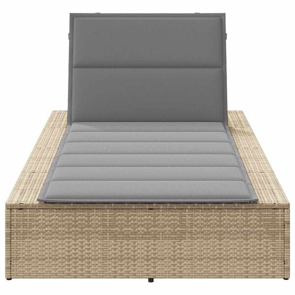 vidaXL Sunbed with Floating Cushion Beige Poly Rattan