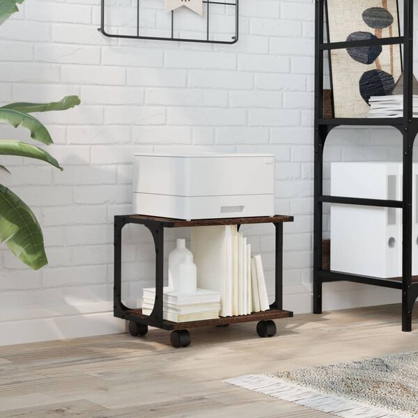 vidaXL Printer Stand 2-Tier Brown Oak 16.1"x11"x13.2" Engineered Wood