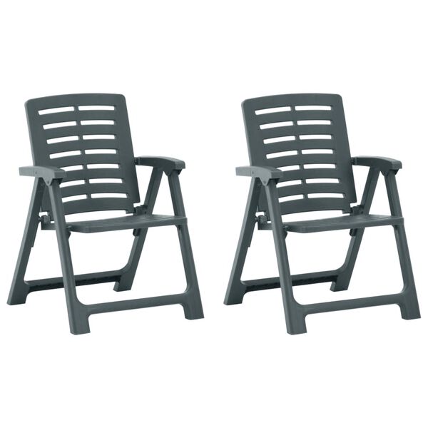 vidaXL Garden Chair Set of 2 Green Plastic Medium Lightweight