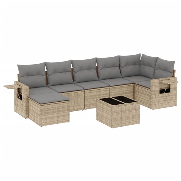 vidaXL Garden Sofa Set Beige PE rattan Medium Modular Garden Sofa Set