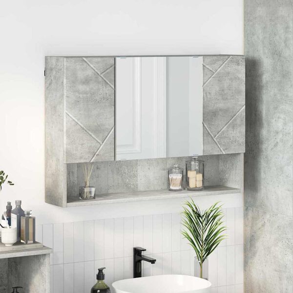 vidaXL Bathroom Mirror Cabinet with Door Concrete grey 80 x 17 x 55 cm