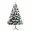vidaXL Artificial Hinged Christmas Tree Green and white PVC and Metal