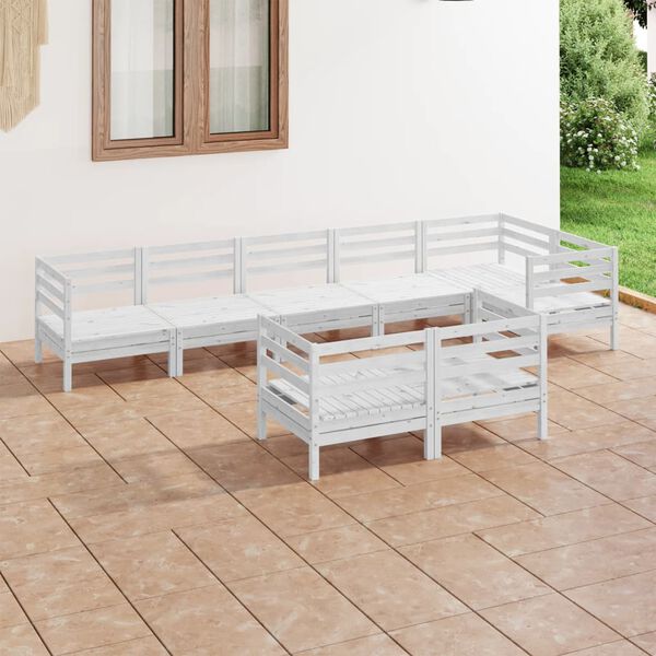vidaXL 8 Piece Patio Lounge Set Solid Pinewood White