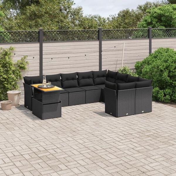 vidaXL Garden Sofa Set Black