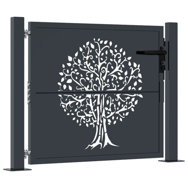 vidaXL Garden Gate Anthracite 39.4x29.5" Steel Tree Design