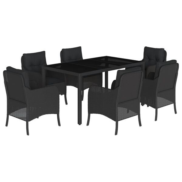 vidaXL Garden Dining Set Black PE Rattan 6-seater Durable