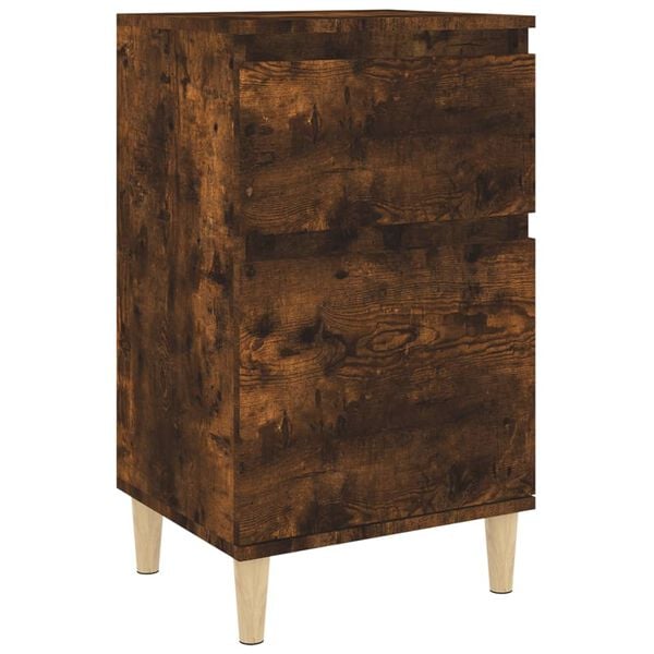 vidaXL Bedside Cabinet Smoked Oak Engineered wood, Eucalyptus wood Medium