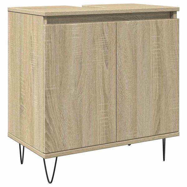 vidaXL Bathroom Furniture Set Sonoma Oak Engineered Wood Medium