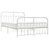 vidaXL Bed Frame White Powder-Coated Steel 55 x 75 in Bed Frame