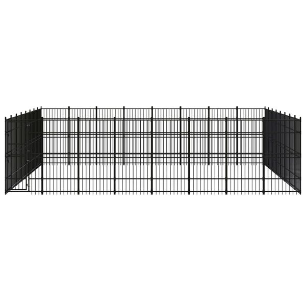 vidaXL Dog Kennel Black Powder-coated steel Extra Large Durable
