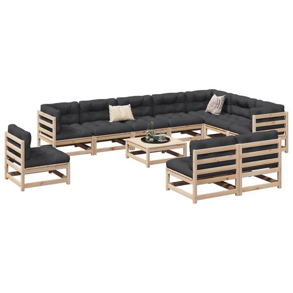 vidaXL Garden Sofa Set Natural Wood Solid Pine Wood Large Modular