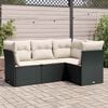 vidaXL Garden Sofa Set Black Poly Rattan Medium Modular