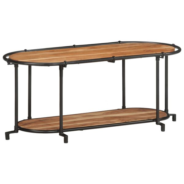 vidaXL TV Cabinet Brown and Black Solid Acacia Wood and Iron