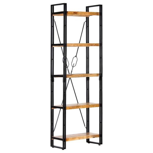 vidaXL Bookcase Natural Mango Wood and Black