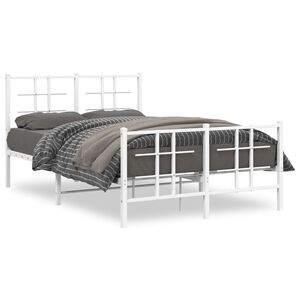 vidaXL Bed Frame White Powder-Coated Steel 47.2 x 78.7 in Bed Frame